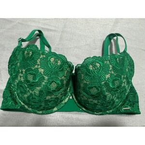 Victoria's Secret Miracle Bra Balconet Green Floral‎ Lace 34C